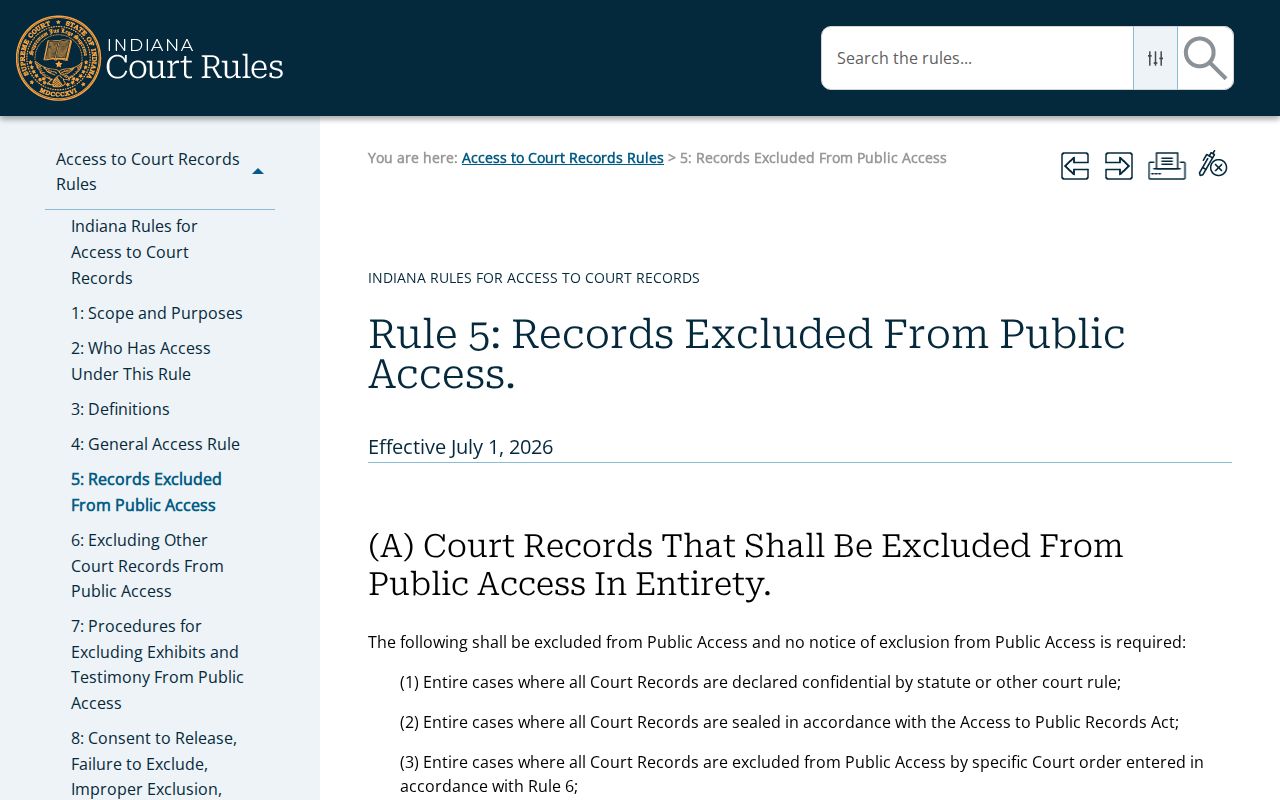 Indiana Rule 5 limit affecting Benton County warrant records